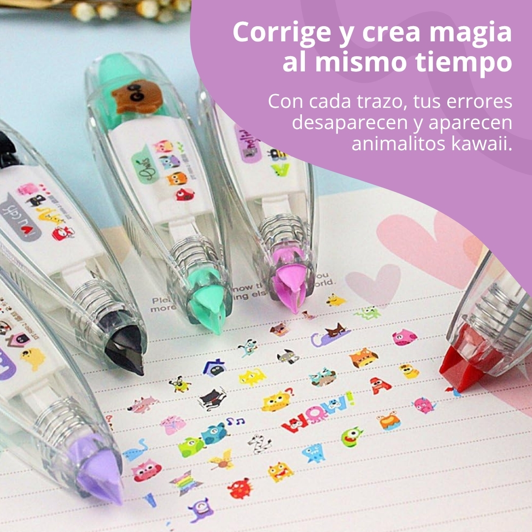 SET CINTA CORRECTORA DECORATIVA KAWAII